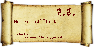 Neizer Bálint névjegykártya